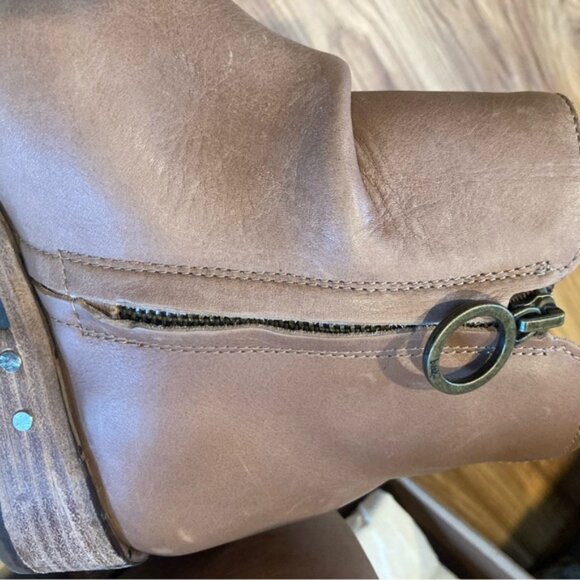 Like NEW BEEK Quail Leather Zip Up Ankle Booties Saddle for women 1065mn - Picture 9 of 13